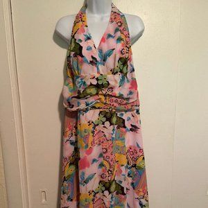 Pastel Pink Floral Halter Dress NWT Plus Size